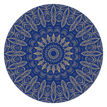 圓藍(lán)金花紋圖案