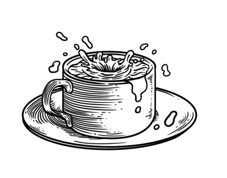 咖啡杯線稿