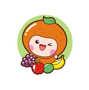 卡通可愛橙子頭像矢量圖