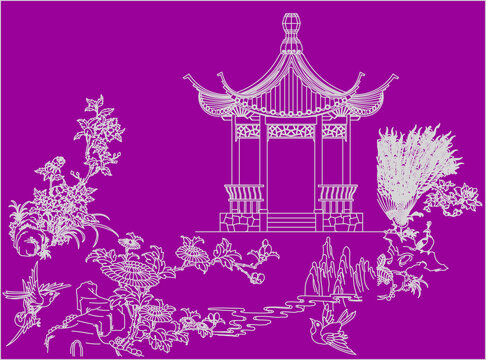 花鳥亭子圖