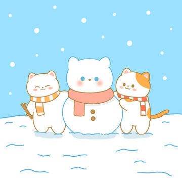 堆雪人插畫