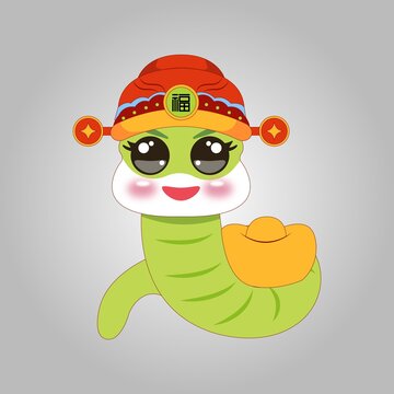 綠色卡通蛇元素