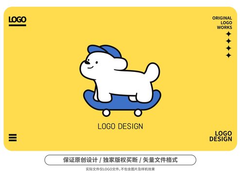 原創(chuàng)卡通滑板小狗logo