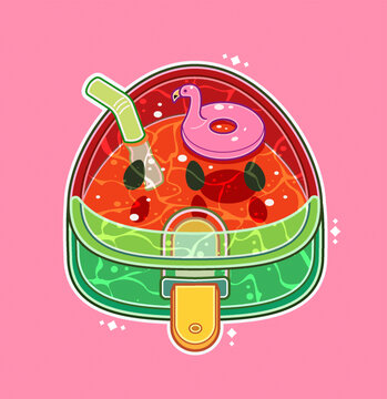 卡通夏天美食矢量插畫