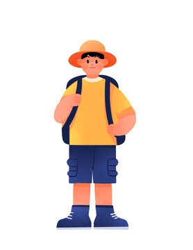旅行人物扁平插畫