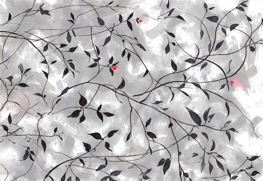 簡(jiǎn)約手繪花紋背景墻