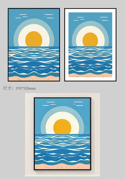 海景裝飾畫矢量文件