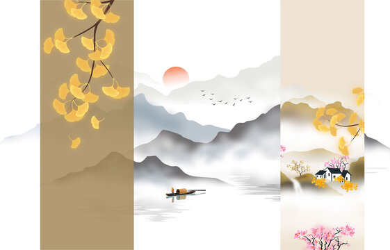 山水沙發(fā)電視背景墻