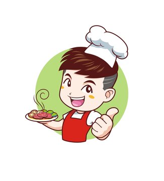 卡通可愛小廚師點贊頭像矢量圖