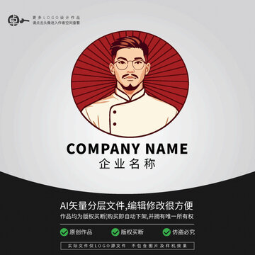 男廚師餐飲LOGO男人男性