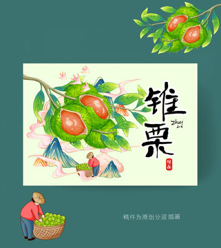 錐栗包裝插畫手繪