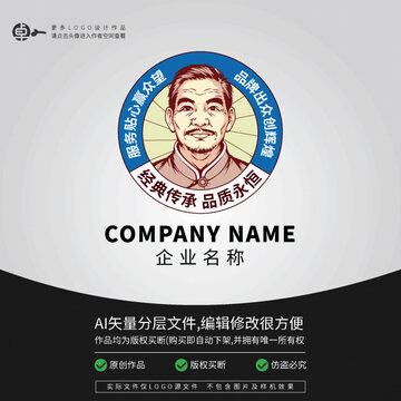 男廚師男性老店LOGO大伯大叔