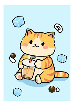 卡通奶茶貓