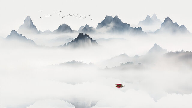 墨韻水墨意境山水畫