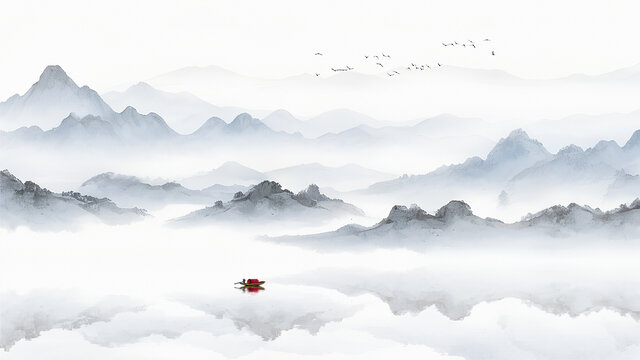 中式山水背景墻