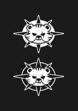 矢量虎卡通勛章插畫老虎瞄準(zhǔn)IP