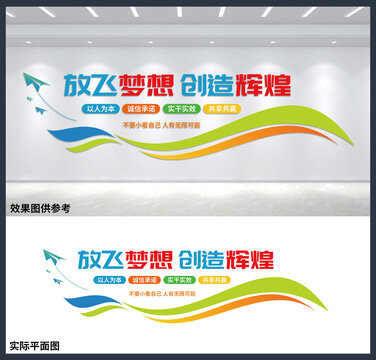 放飛夢想創(chuàng)造輝煌公司企業(yè)文化墻
