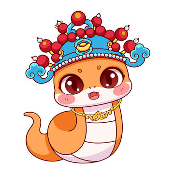 2025蛇年卡通蛇財(cái)神形象插畫