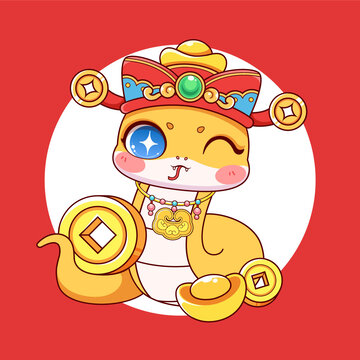 2025蛇年卡通蛇形象插畫