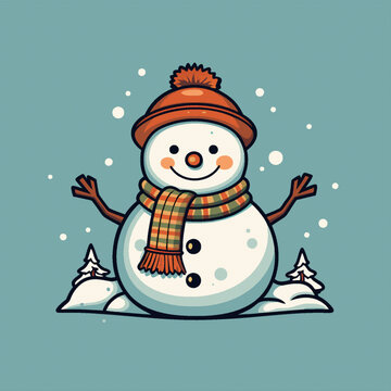冬季卡通可愛小雪人插畫