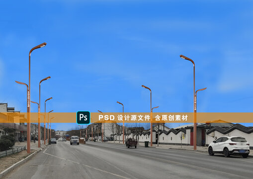 亳州高低臂路燈照片效果圖白景