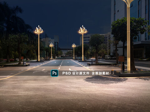 中華燈道路夜景