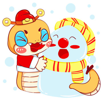 2025蛇年月歷十一月堆雪人