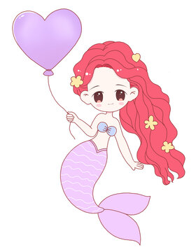Q版美人魚(yú)免扣插畫(huà)