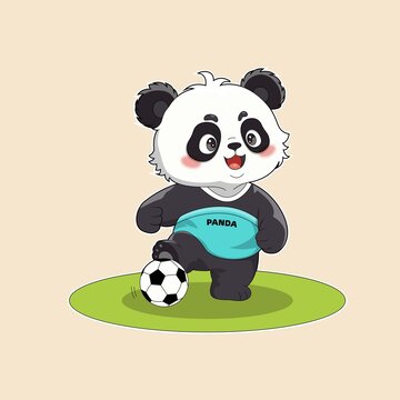 足球熊貓Q版卡通矢量