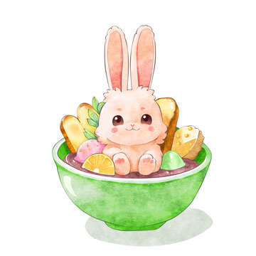 創(chuàng)意兒童插畫兔子甜品