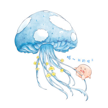 創(chuàng)意兒童插畫水母蘑菇