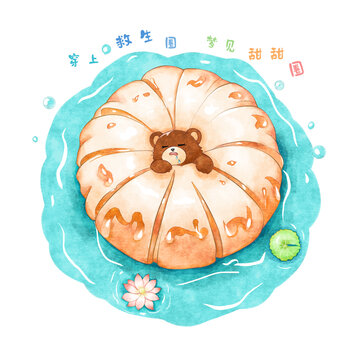 創(chuàng)意兒童插畫救生甜甜圈