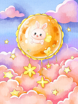創(chuàng)意兒童插畫中秋月餅星球