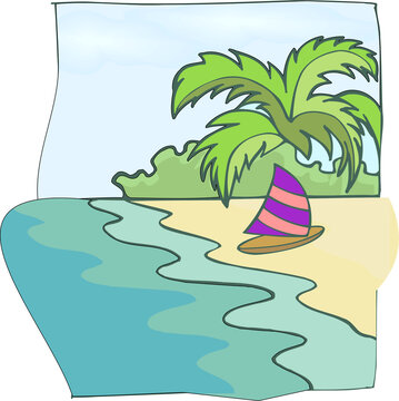 卡通海邊