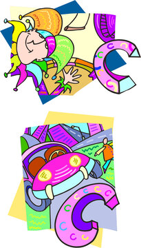 卡通字母貼畫