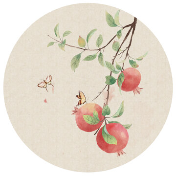 古風(fēng)石榴插畫