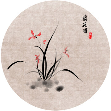 手繪水墨畫蘭花