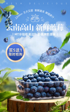 藍(lán)莓合成場景豎版海報(bào)