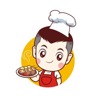 卡通可愛小廚師頭像矢量圖