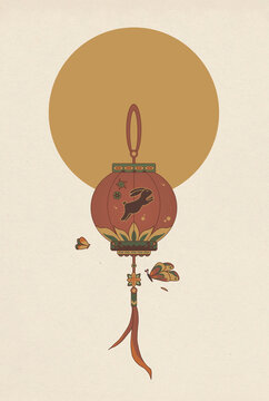 傳統(tǒng)燈籠插畫元素