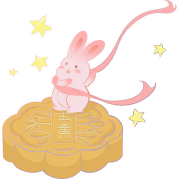 星星中秋兔打招呼