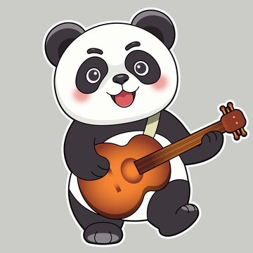 熊貓彈吉他Q版卡通音樂會