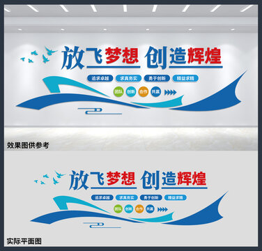 放飛夢(mèng)想創(chuàng)造輝煌辦公室文化墻