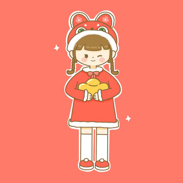 新年女孩插畫