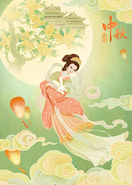嫦娥奔月插畫