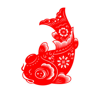 卡通剪紙魚