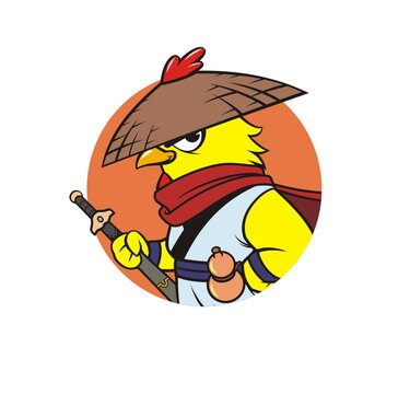 卡通霸氣雞大俠頭像矢量圖