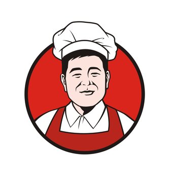 卡通中年男廚師頭像矢量圖