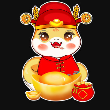 蛇年大吉2025年卡通插畫