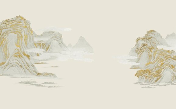 新中式輕奢山水背景墻